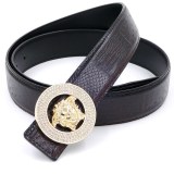belt men's real leather smooth buckle rhinestone casual belt men's trousers with round buckle