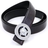 belt men's real leather smooth buckle rhinestone casual belt men's trousers with round buckle
