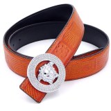 belt men's real leather smooth buckle rhinestone casual belt men's trousers with round buckle