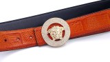 belt men's real leather smooth buckle rhinestone casual belt men's trousers with round buckle