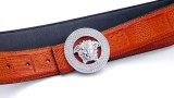 belt men's real leather smooth buckle rhinestone casual belt men's trousers with round buckle