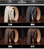 belt men's smooth buckle belt letter plaid pants with men's casual joker belt