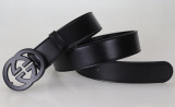 belt Men's Double real Leather Belt Fashion Joker Smooth Buckle Belt