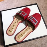 Europe and the United States 2019 spring and summer new rhinestone flat with real leather slippers velvet colored diamonds Baotou joker  sandals women
