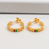 Hot high quality earrings Fashion C-shaped plaid G earrings Trendy wild versatile titanium steel earrings jewelry