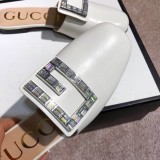 Europe and the United States 2019 spring and summer new rhinestone flat with real leather slippers velvet colored diamonds Baotou joker  sandals women