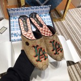 2019 spring print flat bottom half drag classic embroidery ladies slippers