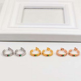 Hot high quality earrings Fashion C-shaped plaid G earrings Trendy wild versatile titanium steel earrings jewelry