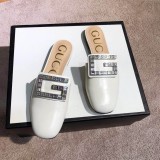 Europe and the United States 2019 spring and summer new rhinestone flat with real leather slippers velvet colored diamonds Baotou joker  sandals women