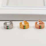 Hot high quality earrings Fashion C-shaped plaid G earrings Trendy wild versatile titanium steel earrings jewelry