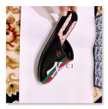 2019 spring Baotou color printing flat bottom half drag classic striped embroidery ladies slippers