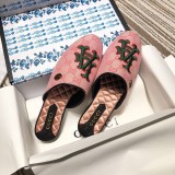 2019 spring print flat bottom half drag classic embroidery ladies slippers