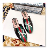2019 spring Baotou color printing flat bottom half drag classic striped embroidery ladies slippers