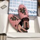 2019 spring print flat bottom half drag classic embroidery ladies slippers