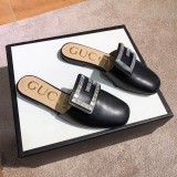 Europe and the United States 2019 spring and summer new rhinestone flat with real leather slippers velvet colored diamonds Baotou joker  sandals women