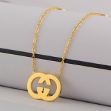 European and American fashion letter pendant necklace titanium steel 18K rose gold silver gold women necklace joker necklace