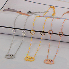 European and American fashion letter pendant necklace titanium steel 18K rose gold silver gold women necklace joker necklace