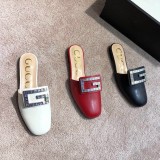 Europe and the United States 2019 spring and summer new rhinestone flat with real leather slippers velvet colored diamonds Baotou joker  sandals women