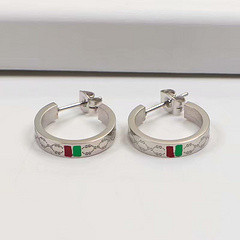 Hot high quality earrings Fashion C-shaped plaid G earrings Trendy wild versatile titanium steel earrings jewelry