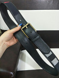 3.4Cm imported fabric copper buckle double-sided head into a cowhide black and white plaid casual men's belt
