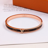 Wild temperament letter titanium steel 18K rose gold silver white two-color matte bracelet European and American women