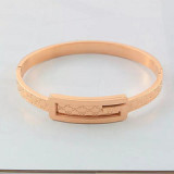 New popular exquisite workmanship plaid letters simple and generous wild titanium steel rose gold 4 color women ring