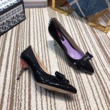 2019 spring and autumn single shoes shallow mouth set flat flat pointed shoes bowknot high heel women's shoes