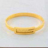 New popular exquisite workmanship plaid letters simple and generous wild titanium steel rose gold 4 color women ring