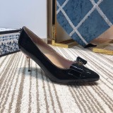 2019 spring and autumn single shoes shallow mouth set flat flat pointed shoes bowknot high heel women's shoes