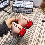2019 spring and summer new pointed butterfly rivet word with wild black flat women's shoes
