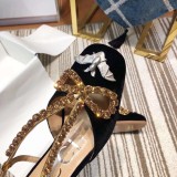 women's shoes new diamond suede mid-heel sandals spring and summer baotou thick with high heels