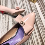 2019 spring and autumn single shoes shallow mouth set flat flat pointed shoes bowknot high heel women's shoes