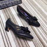19 spring new fashion high heel women's shoes bowknot  rivet thick with single shoes