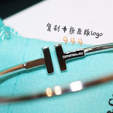 、 Tiffany Classic T-Line Series Double T-Bangle Bracelet in Sterling Silver Plated 18K Gold