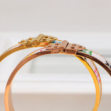 Europe and the United States new old flower skin 18K rose gold bracelet women titanium steel bracelet accessories fashion personality pattern leather