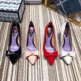 2019 spring and autumn single shoes shallow mouth set flat flat pointed shoes bowknot high heel women's shoes