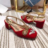 women's shoes new diamond suede mid-heel sandals spring and summer baotou thick with high heels