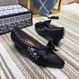 19 spring new fashion high heel women's shoes bowknot  rivet thick with single shoes