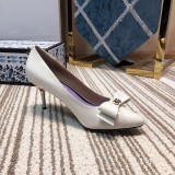 2019 spring and autumn single shoes shallow mouth set flat flat pointed shoes bowknot high heel women's shoes