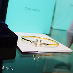 、 Tiffany Classic T-Line Series Double T-Bangle Bracelet in Sterling Silver Plated 18K Gold