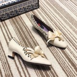 19 spring new fashion high heel women's shoes bowknot  rivet thick with single shoes