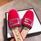 2019 spring new rhinestones half tow luxury velvet flat slippers casual shopping comfortable women's shoes