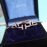 、 Tiffany Classic T-Line Series Double T-Bangle Bracelet in Sterling Silver Plated 18K Gold