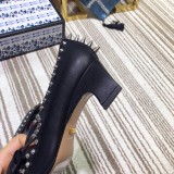 19 spring new fashion high heel women's shoes bowknot  rivet thick with single shoes