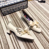 19 spring new fashion high heel women's shoes bowknot  rivet thick with single shoes
