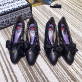 19 spring new fashion high heel women's shoes bowknot  rivet thick with single shoes