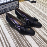 19 spring new fashion high heel women's shoes bowknot  rivet thick with single shoes