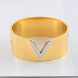 J26 titanium steel rose gold simple wild V-ring ring for men and women wide ring