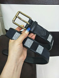 3.4Cm imported fabric copper buckle double-sided head into a cowhide black and white plaid casual men's belt