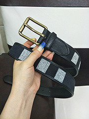 3.4Cm imported fabric copper buckle double-sided head into a cowhide black and white plaid casual men's belt